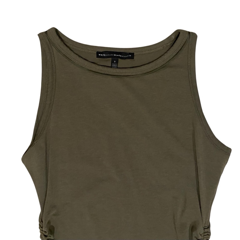 White House Black Market Olive Sleeveless Ruched Top Small - Picture 2 of 10